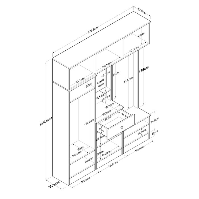 Hanah Home EA108 - 2428 Soporte de Pasillo Blanco y Nogal
